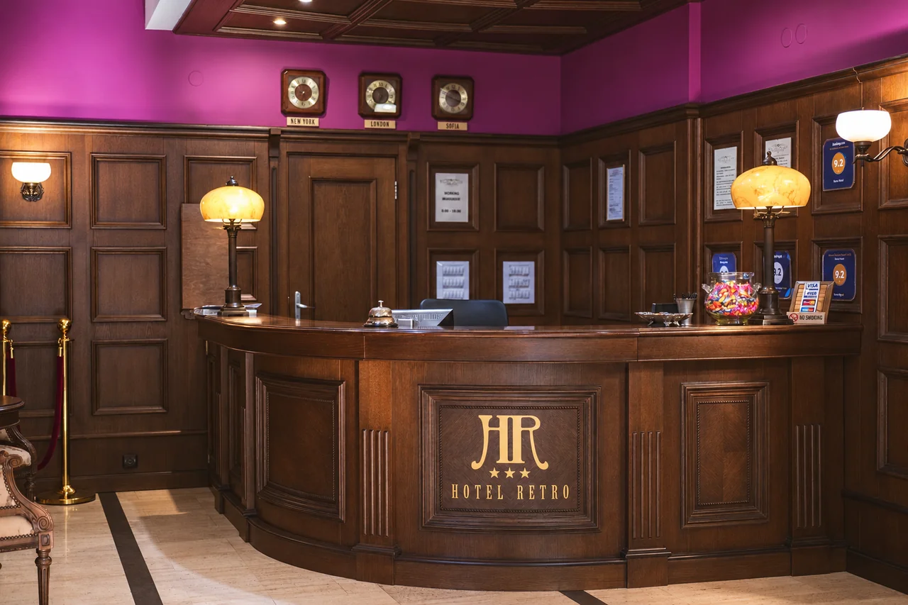 Hotel Retro lobby interior